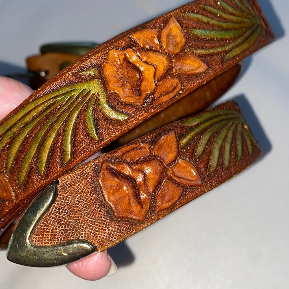 Vintage Leather belt, handmade - Picture 2 of 4